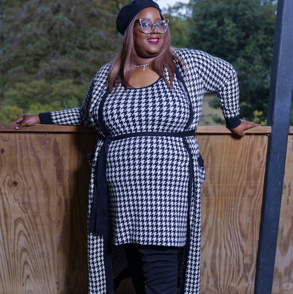 Houndstooth Patterned Women's Bodycon Sleeveless … - image 2